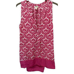 Hatley Sleeveless Blouse‎ Top Pink White Floral Print Casual Medium